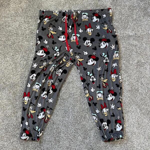 Disney PJ Pants 3X Gray Micky Minnie‎ Mouse Daffy Donald Duck